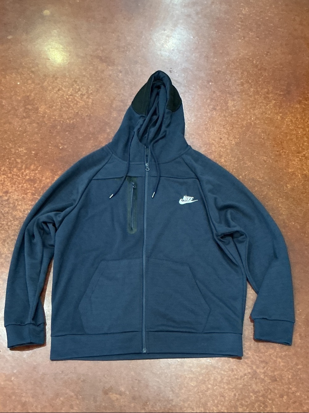 Nike Navy Blue Full-Zip Hoodie with Hood and Pocket